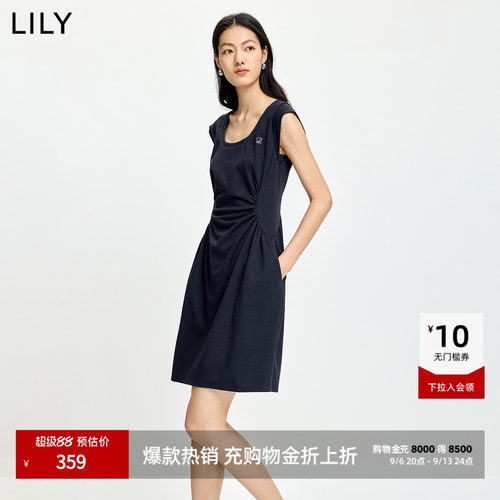 LILY莫代尔收腰飞袖U领连衣裙