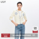 上毛衣薄外套白色针织开衫 LILY2026春新款 纯棉撞色翻领气质短款 女