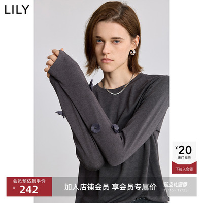 LILY通勤长袖休闲气质钉花T恤