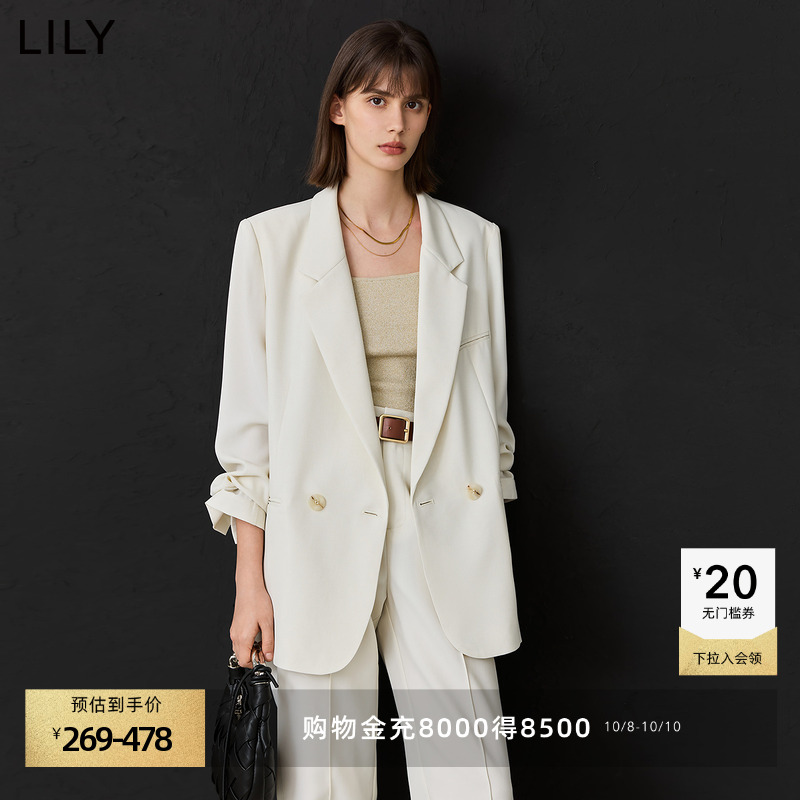 【不易皱】LILY薄款西装2025新品宽松休闲百搭通勤西装套装女