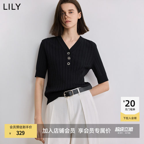 LILY学院风短袖通勤套头针织衫