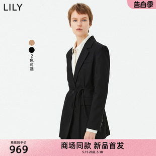 LILY2024春新款 商务时尚 一粒扣别致腰带西装 外套 专柜甄选 女装