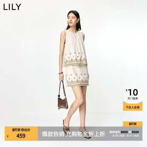 LILY莱赛尔棉混纺假两件连衣裙