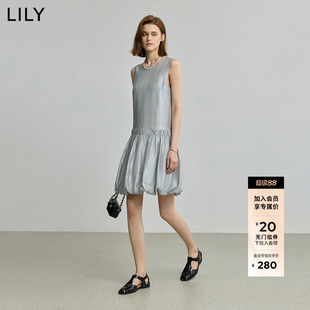【ART系列】商场同款LILY2025新款格雷系无袖气球裙花苞连衣裙
