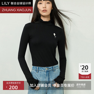 庄晓君 商场同款 新款 高领长袖 气球印花修身 T恤女 LILY