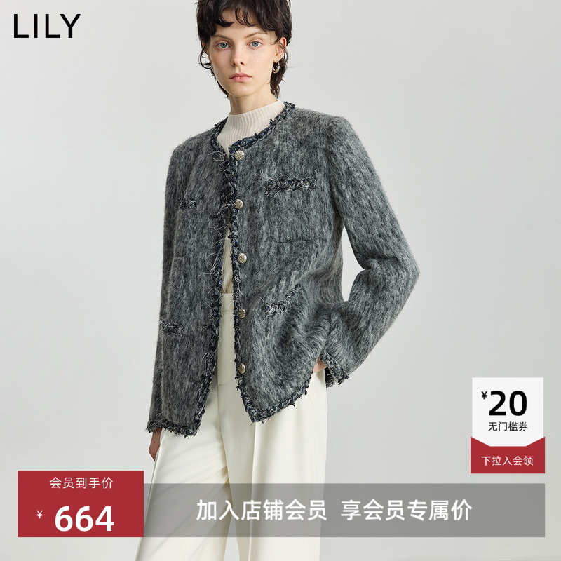 LILY羊毛混纺短款小香风毛呢外套