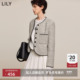 LILY2024冬新款 女装 绵羊毛混纺优雅气质小香风撞色通勤高级短外套
