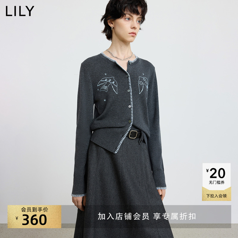 LILY羊毛混纺通勤女装圆领针织衫