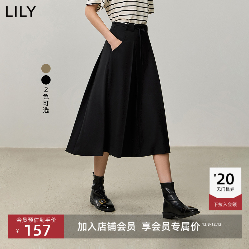 OL通勤压褶半身裙LILY中长款显瘦