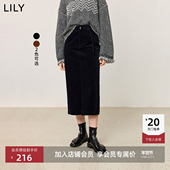 加厚保暖 商场同款 LILY冬新款 女装 灯芯绒直筒裙半身裙女款