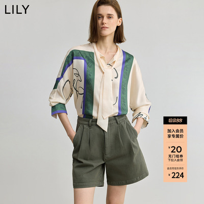 LILY复古飘带女装印花外套衬衫