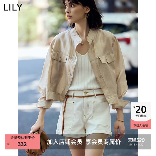 LILY通勤短款莫代尔混纺工装外套