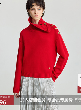 LILY2025冬新款女装羊毛混纺高领套头百搭通勤加厚纯色针织衫毛衣