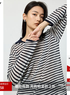 LILY撞色长袖简约复古针织罩衫