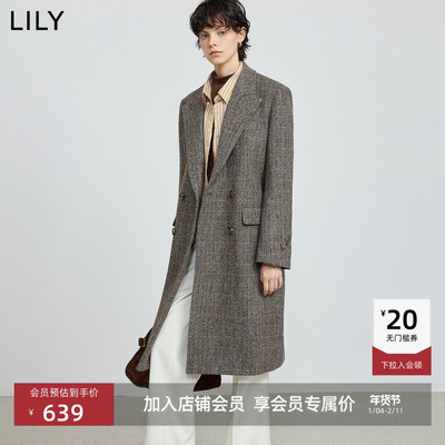LILY羊毛混纺通勤毛呢大衣外套