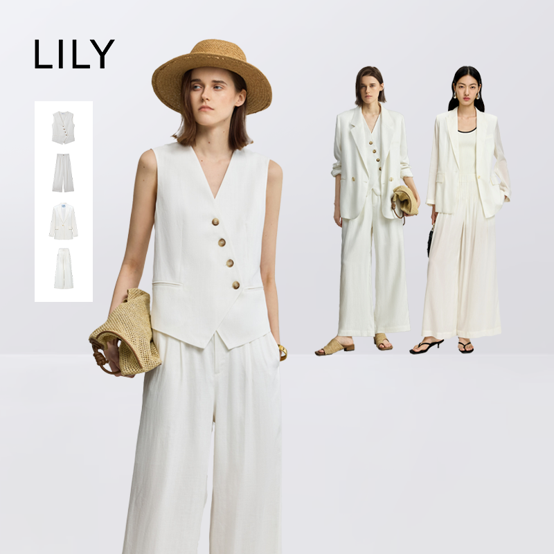 【所有女生的衣橱直播间】LILY简约一粒扣白色西装外套/马甲/长裤