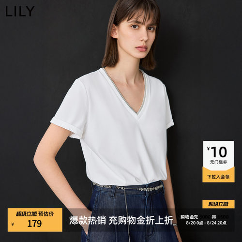 LILY通勤假两件休闲白色短袖T恤