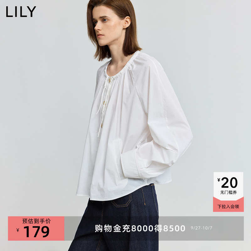 LILY百搭法式女装圆领通勤衬衫