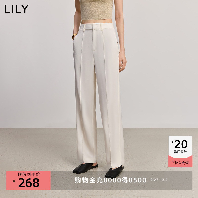 LILY醋酸新款通勤百搭直筒裤