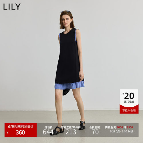 LILY设计感无袖女装圆领连衣裙