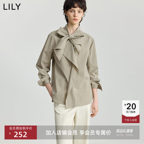 LILY通勤纯棉格纹浅色外套衬衫