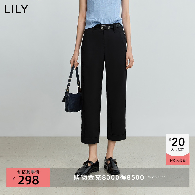 LILY通勤休闲百搭烟管直筒裤