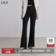 轻薄休闲长裤 LILY2025新款 女 通勤黑色西装 裤 高腰修身 显瘦微喇裤