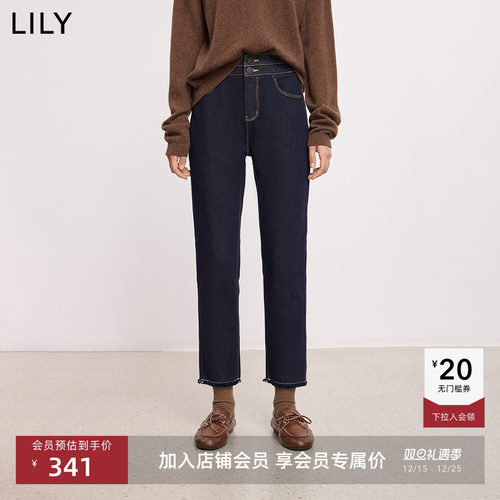 LILY通勤直筒百搭原色修身牛仔裤