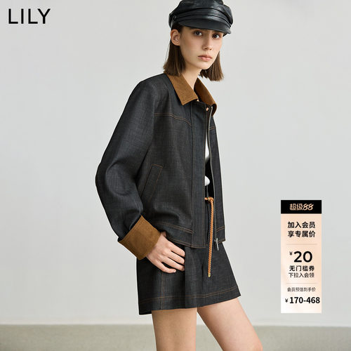 LILY撞色百搭灯芯绒牛仔夹克