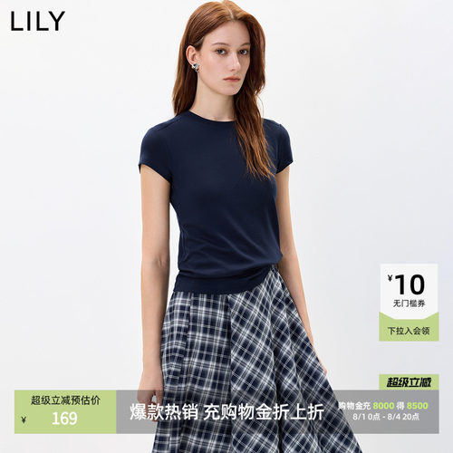 LILY混纺通勤百搭莱赛纯色短袖