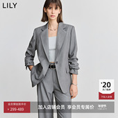 LILY2025新款 外套 百搭简洁一粒扣休闲灰色西装 女装 通勤气质时尚