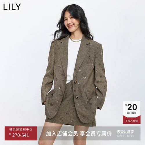 LILY通勤珠片设计感法式西装外套