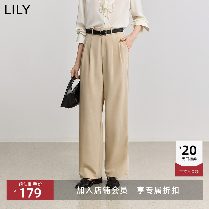 LILY通勤百搭显瘦直筒休闲裤