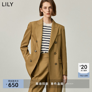 复古双排扣利落宽肩廓形西装 经典 商场同款 外套 LILY新款