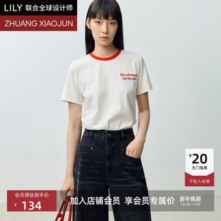 庄晓君 商场同款 新款 正肩圆领T恤女 撞色字母修身 LILY