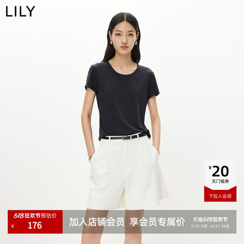 LILY通勤莱赛尔醋酸混纺休闲T恤