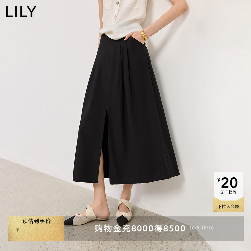 LILY通勤女长款百搭复古半身裙