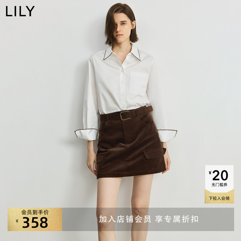 LILY通勤贡缎纯棉撞色法式外套