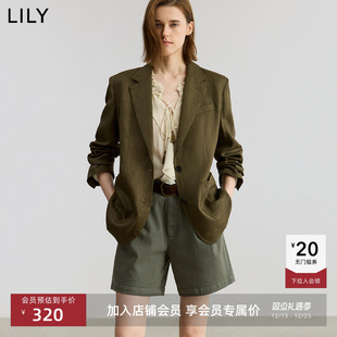 100%亚麻 复古老钱风驳领西装 商场同款 女装 外套 LILY2025新款