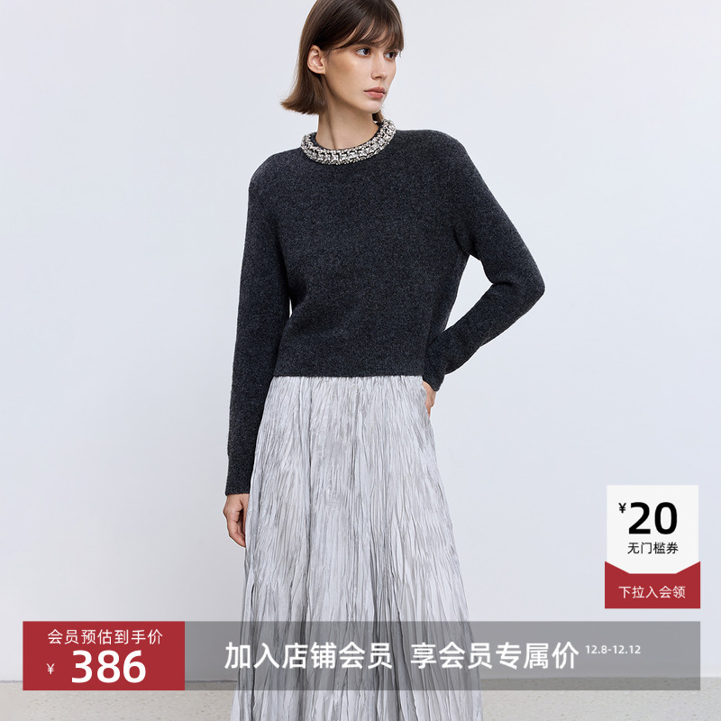 LILY通勤圆领格雷系加厚针织衫