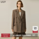 女装 LILY加厚羊毛混纺人字纹高级廓形通勤毛呢西装 外套冬新款