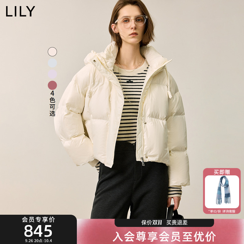 【釉彩羽绒】LILY2024冬新款女装立领防风轻软面包90鸭绒羽绒服女