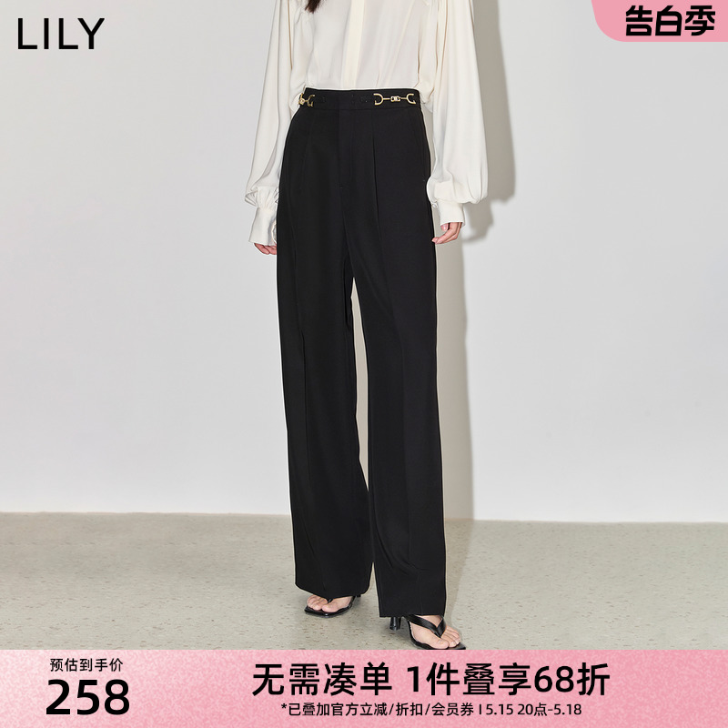 LILY微阔高腰通勤显瘦神裤休闲裤