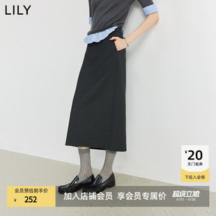 含羊毛格雷系职业通勤深色直筒裙女半身裙 可机洗LILY2025新款