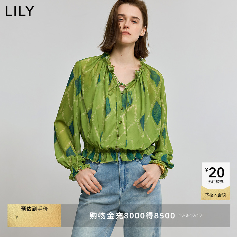 LILY套头收腰腰果花系复古雪纺衫