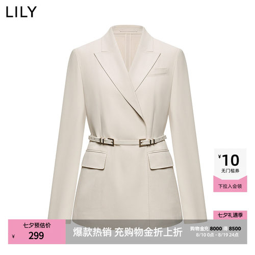 LILY腰带休闲收腰简约西装外套