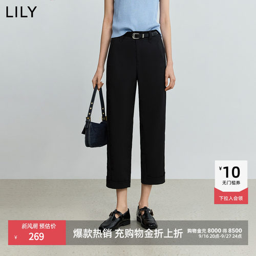 LILY通勤休闲百搭烟管直筒裤