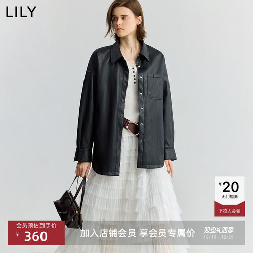 LILY通勤翻领工装复古夹克外套