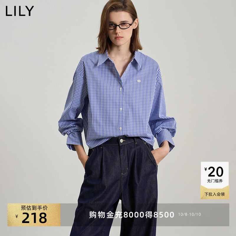 LILY通勤格纹百搭简约格子衬衫
