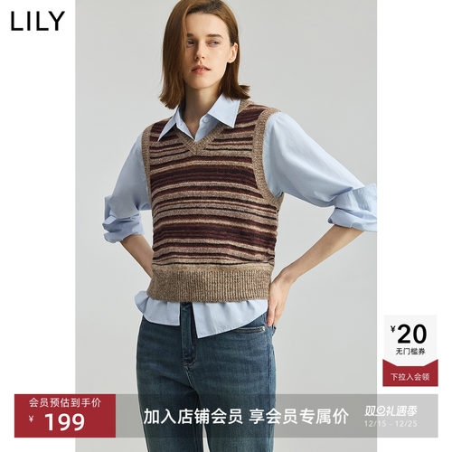 LILY女装马甲背心新款羊毛针织衫